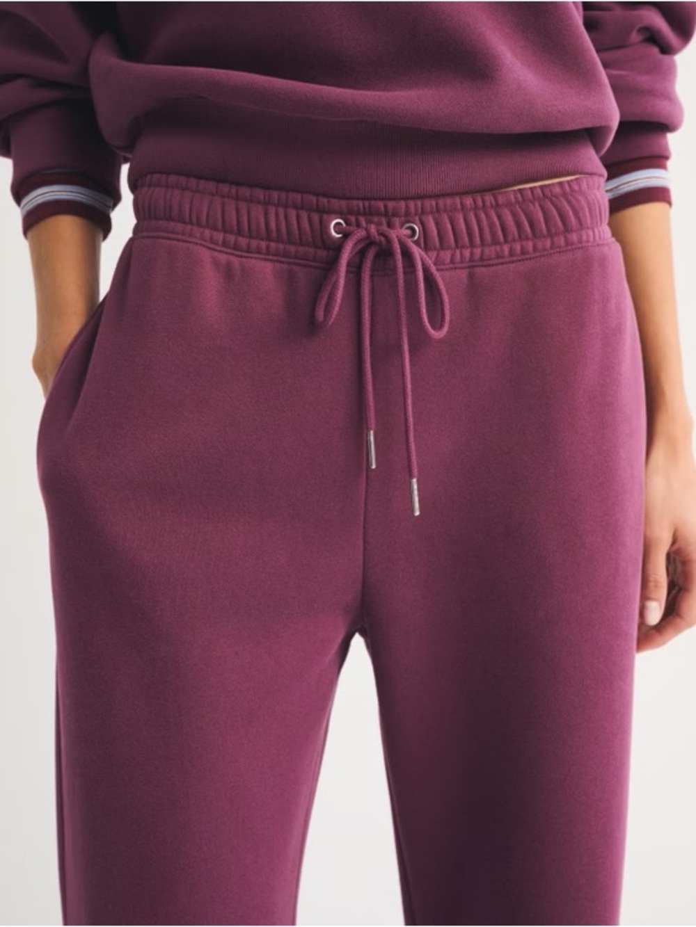 Abercrombie & Fitch Sunday High Rise Wide Leg Sweatpant - Plum - Picture 6 of 10